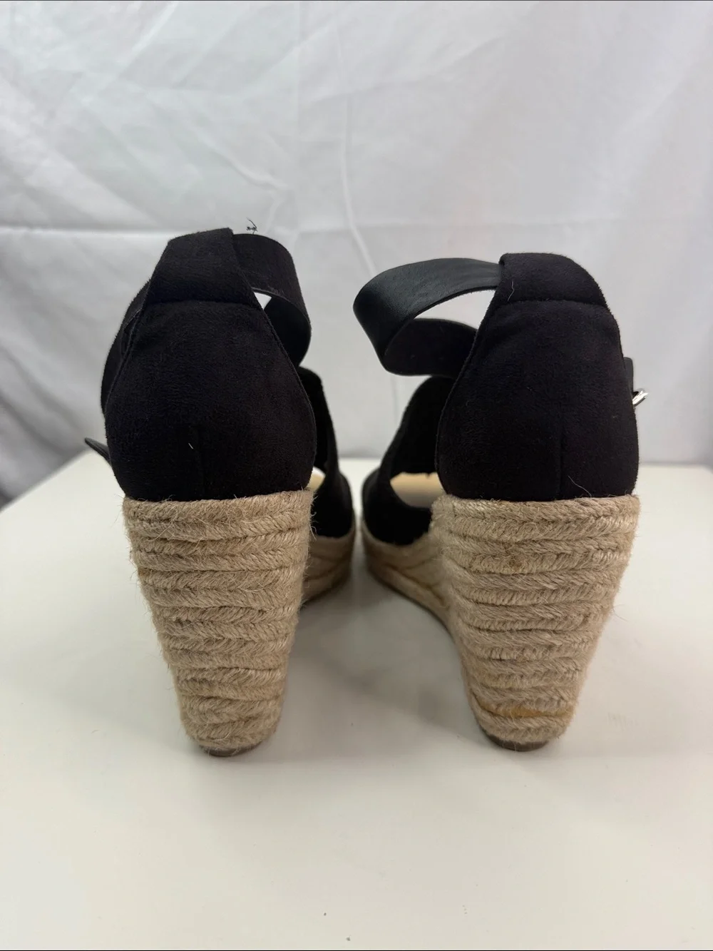 Cityclassified Women’s Size 9 Black Ankle-Strap Espadrille Wedge Sandals EUC